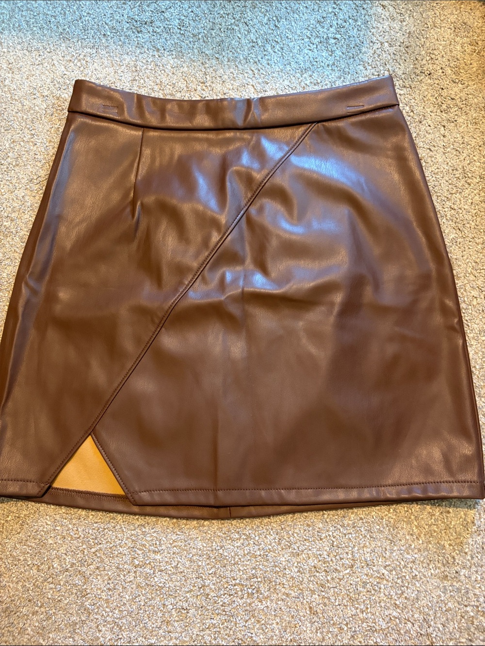 And Now This Brown Faux Leather Skirt